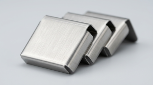 brushed stainless steel stamped parts macro detail