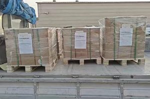 Labeled pallets ready for loading